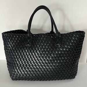 Woven Black Tote Bag & Pouch